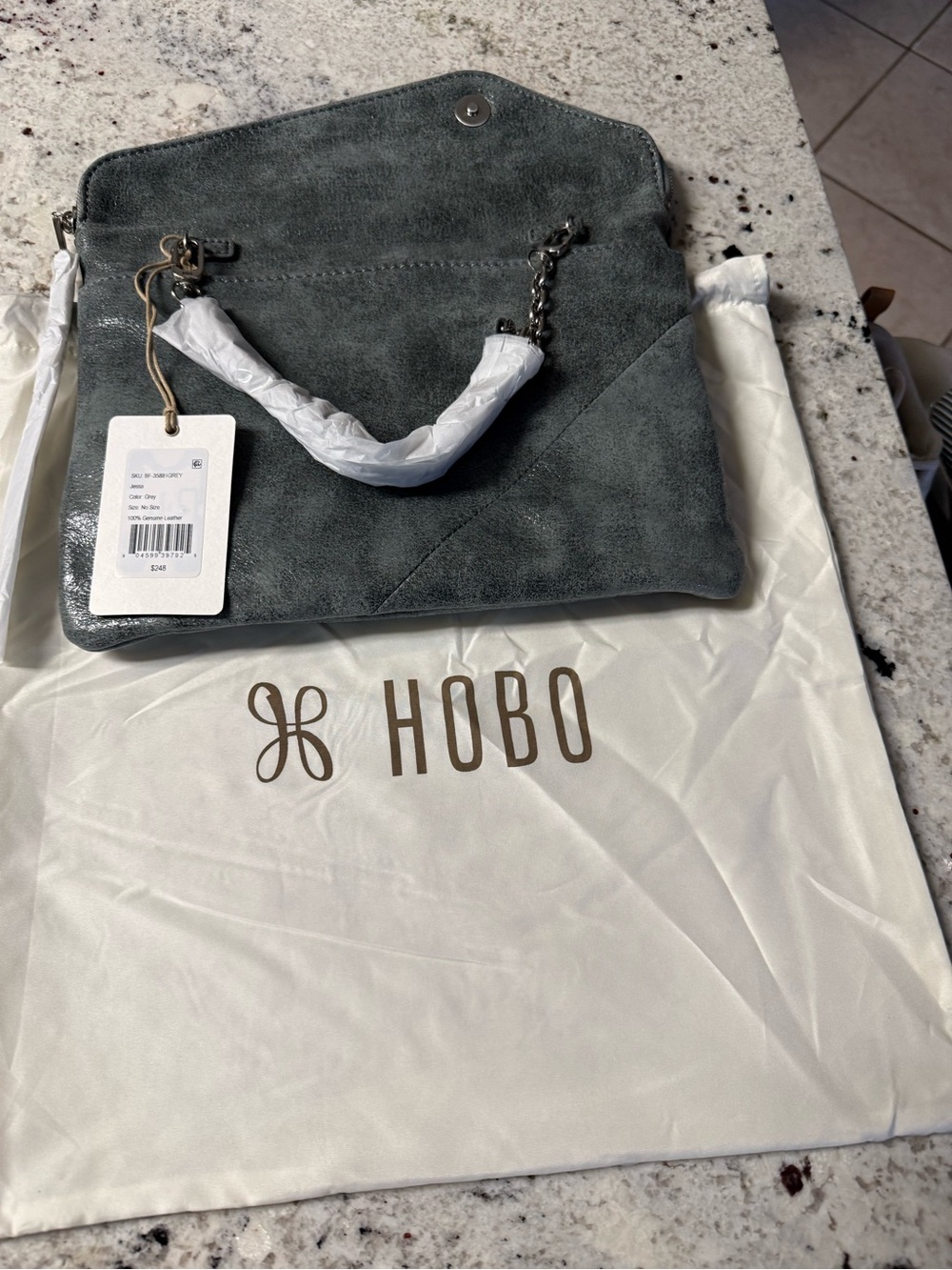 HOBO buffed hide Jessa Hobo Crossbody in Slate Blue-Gray